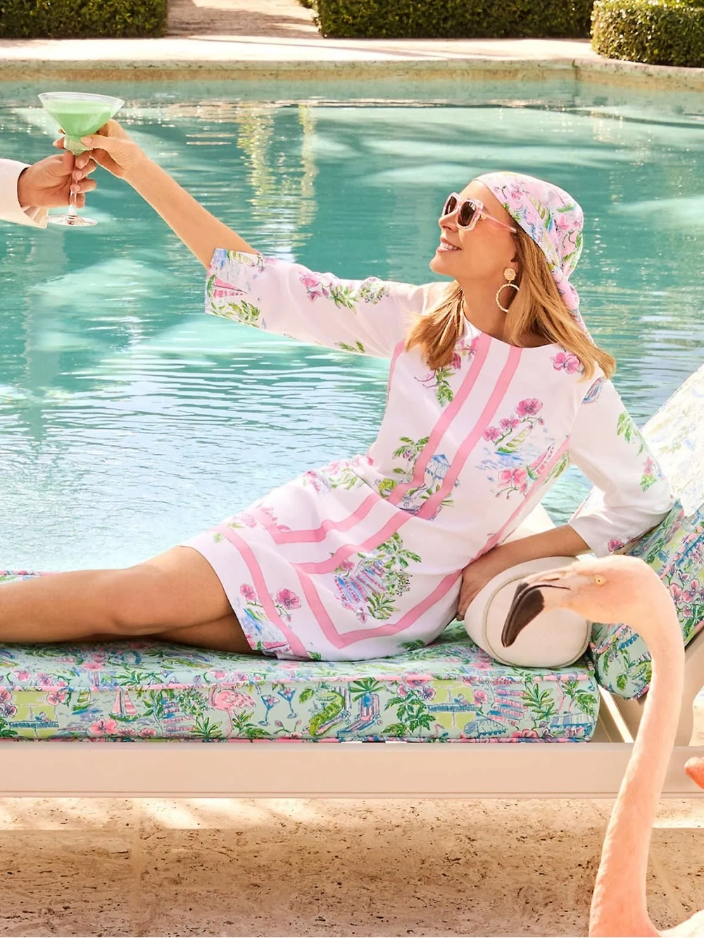 NWT Lilly Pulitzer Margaux 3/4 sleeve white pink flamingo beach palm dress 16 - Picture 9 of 10